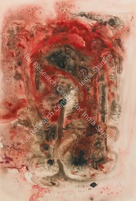 Ambadas (Artist). Untitled (Red). Ink and watercolour on paper, 1966 | Drawing | FineArts | 00641554