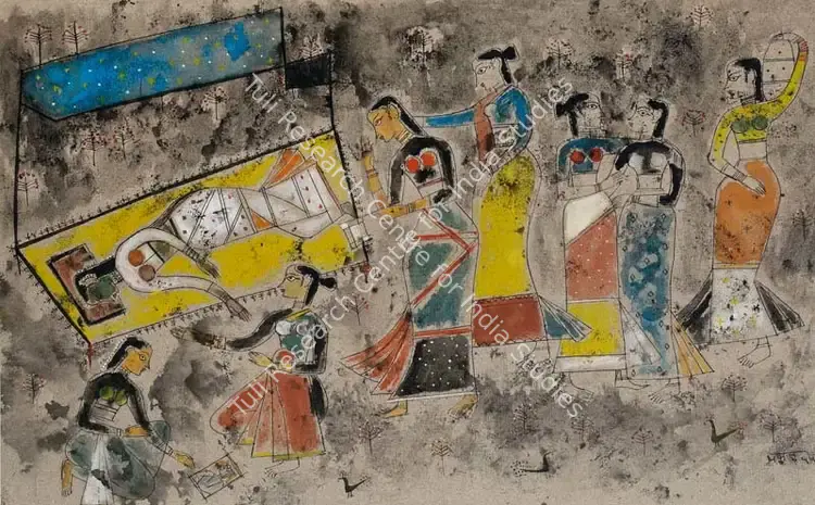 Joshi, Prafulla (Artist). Untitled. Mixed media on paper, 1955 | Painting | FineArts | 00340007