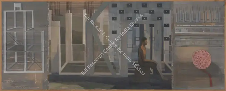 Sharma, Nataraj (Artist). Untitled. Gouache and pencil on paper pasted on hardbound, 1998 | Painting | EconomicsArt | 00870162