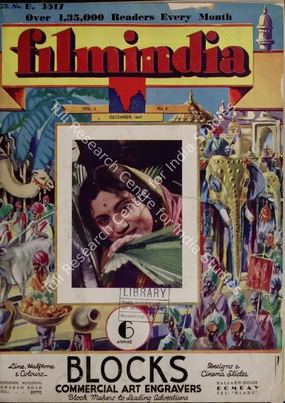 Patel, Baburao (Editor). Filmindia. 3(8). Bombay: D.K. Parker, December 1937 | Magazine | CinemaEducation | 00796437