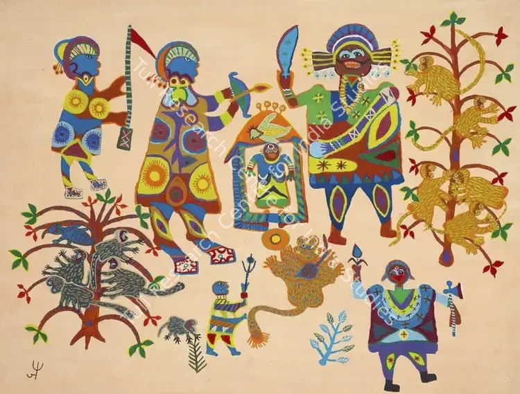 Baiga, Jodhaiya Bai (Artist). Sita Haran. Acrylic on canvas, 2018 | Painting | EconomicsArt | 00871659