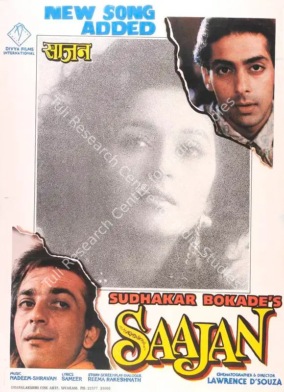 Bokade, Sudhakar (Producer), Saajan, 1991 | Full Sheet Poster | CinemaEducation | 00767698