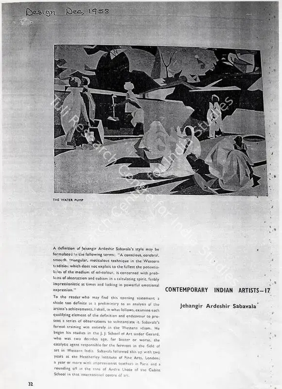 Sabavala, Jehangir Ardeshir (Writer). Untitled. New Delhi: India Today, December 1958 | Newspaper Clipping | FineArts | 00728363