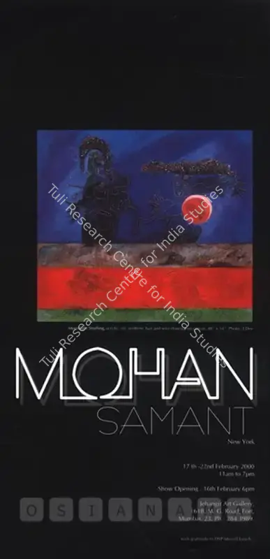 Samant, Mohan (Artist). Mohan Samant - Visiting from New York. Mumbai: Jehangir Art Gallery, 2000 | Solo Exhibition Invitation | FineArts | 00859605