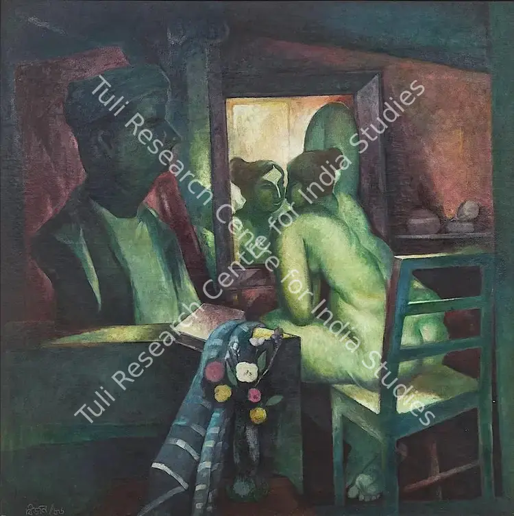 Choudhury, Bijon (Artist). Nati Binodini in Dressing Room. Oil on canvas, 1986 | Painting | FineArts | 00417162