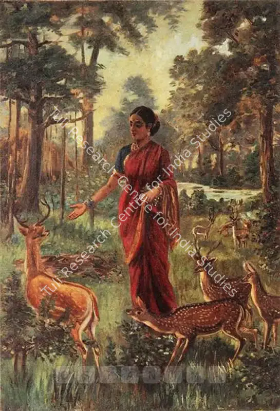 School of Raja Ravi Varma (Artist). Sita With The Golden Deer. Oil on canvas, n.d. | Painting | FineArts | 00375956