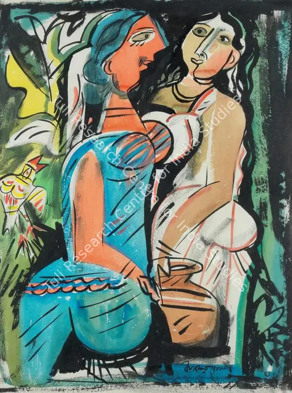 Sen, Kamala (Artist). Untitled (Two women). Watercolour on paper, 1912 | Painting | FineArts | 00547660