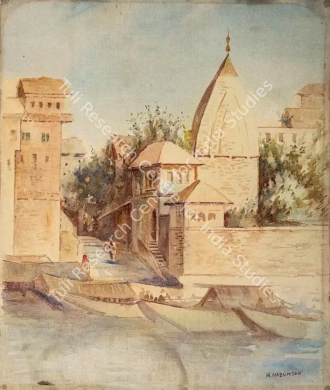 Mazumdar, Hemendranath (Artist). Benaras. Watercolour wash on cloth, mid 1920s | Painting | FineArts | 00419520