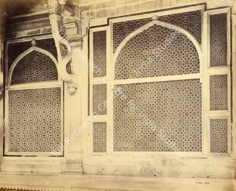 Bourne, Samuel (Photographer). Two of the trellised Marble screens in the Tomb of Sheikh Salim Chisti, Fatehpur Sikri. Albumen print, Mid 1860s | Antiquarian Photograph | Photography | 00116001