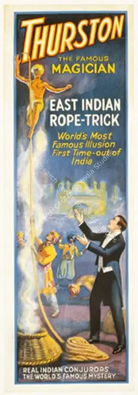 Thurston (Magician). Thurrston the Famous Magician. East India Rope trick-World's Most Famous Illusion. First Time-out-of-India. Colour Lithograph, linen-backed | Magic Publicity Art & Memorabilia | PopCulture | 00092304