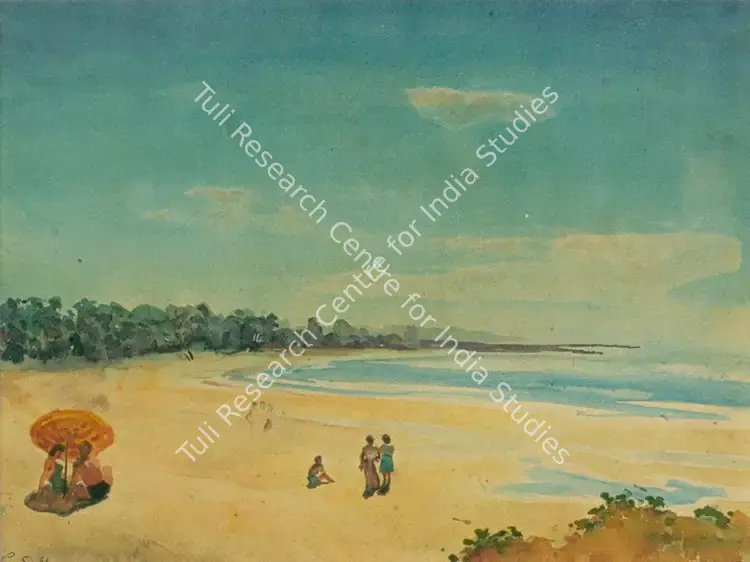 Haldankar, G.S. (Artist). Juhu Beach. watercolour on paper, n.d. | Painting  | 00877674