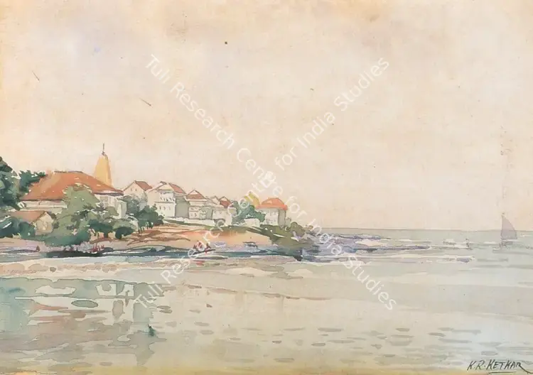 Bombay School (Artist). View from Haji Ali. watercolour on paper, n.d. | Painting  | 00878067