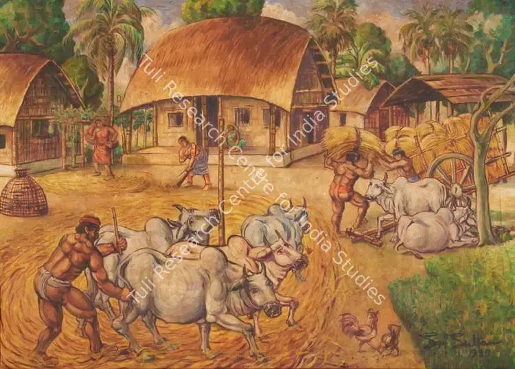 Sultan, Sheikh Mohammed (Artist). Untitled (Village Life). Oil on canvas, 1989 | Painting | EconomicsArt | 00872730