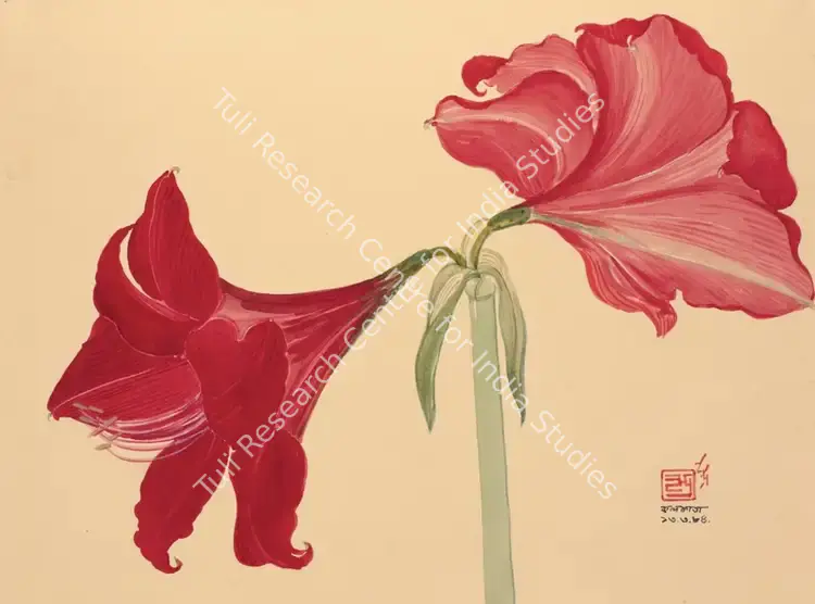 Dugar, Indra (Artist). A Pair of Lilies. Watercolour on japanese paper, 1984 | Painting | EconomicsArt | 00869154