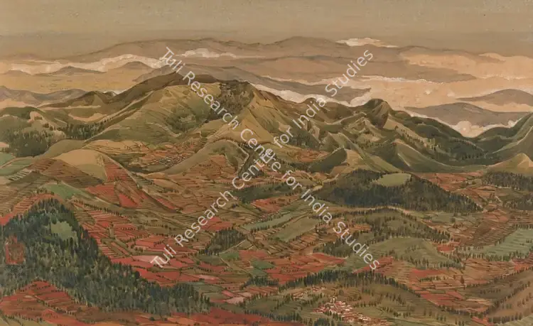 Dugar, Indra (Artist). View Of Nilgiri Hills From Doddabetta. Tempera on paper, 1965 | Painting | FineArts | 00646149