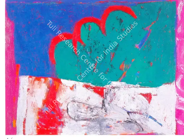 Singh, Anjum (Artist). Three Red Clouds Floating Together. Oil on canvas, 1997 | Painting  | 00878389