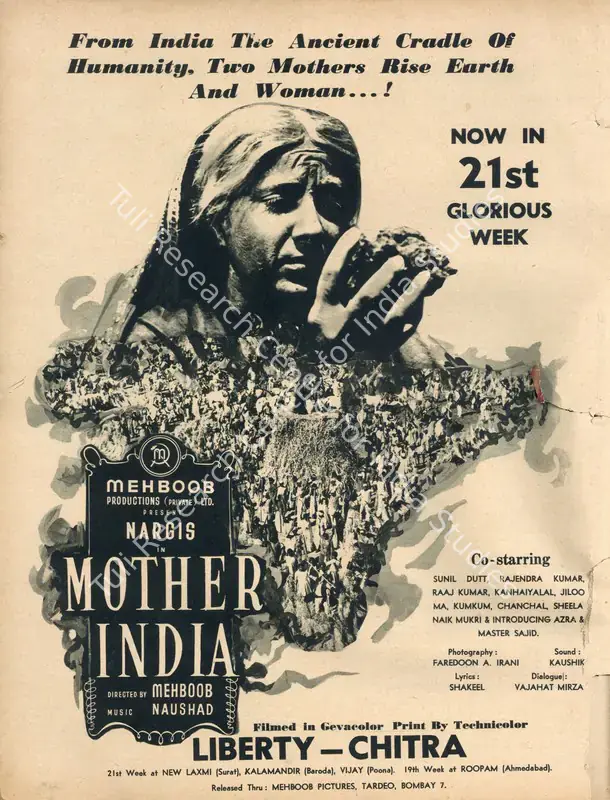 Mehboob (Producer), Mother India, 1957 | Advertisement, Filmfare, 14 March 1958 | CinemaEducation | 00791257