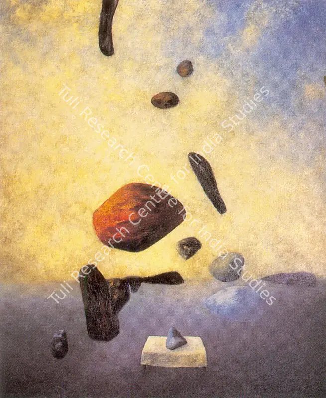 Singh, Paramjit (Artist). Falling Stones. Oil on canvas, 1975 | Painting | FineArts | 00371229