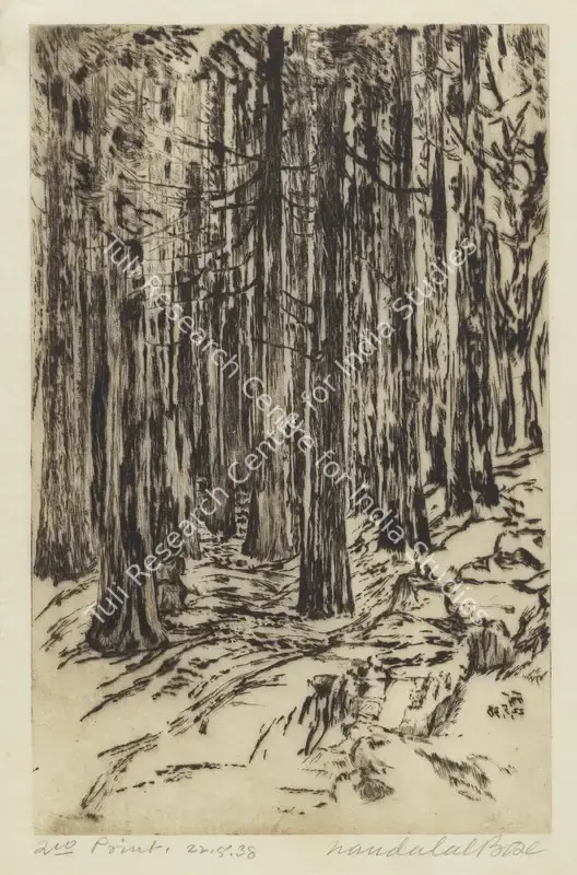 Bose, Nandalal (Artist). Untitled (Trees). Print, 1938 | Print | EconomicsArt | 00871880