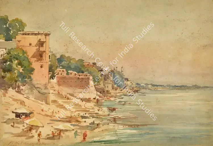 Parandekar, M.K. (Artist). Untitled (Benares). Watercolour and pencil on paper laid on card, n.d. | Painting | FineArts | 00416543