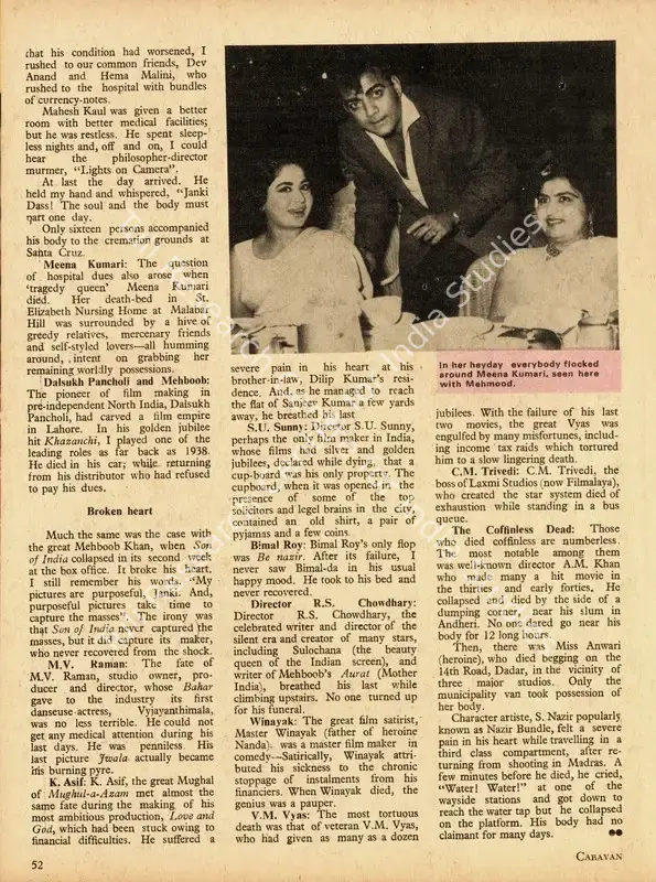 Dass, Janki (Essayist). Movie Kings who Died Penniless. In <i>Caravan - Fortnightly of National Resurgence.</i>(645), pp. 51-52. New Delhi: Vishwa Nath, 1 April 1979 | Essay | CinemaEducation | 00798688