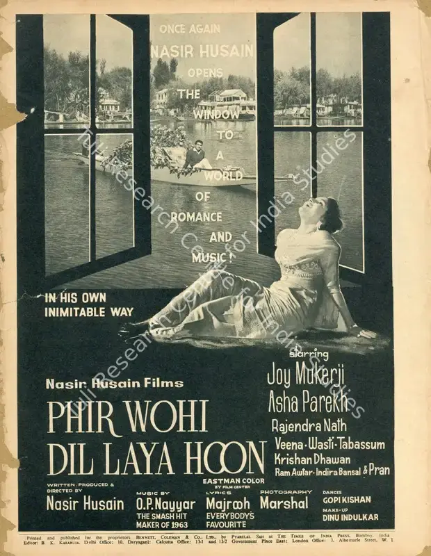 Husain, Nasir (Producer), Phir Wohi Dil Laya Hoon, 1963 | Advertisement, Filmfare, 15 November 1963 | CinemaEducation | 00791326