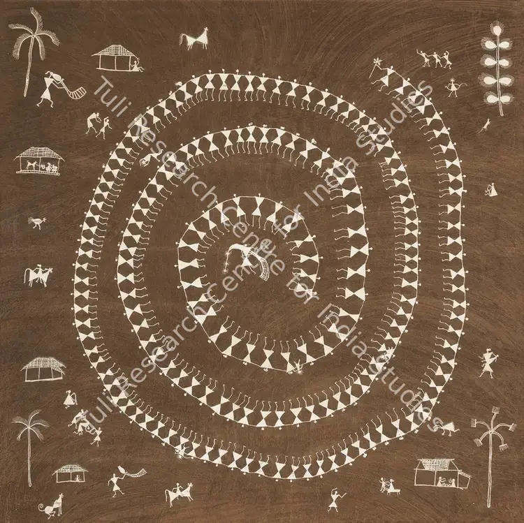 Warli School (Artist). Untitled. Natural pigment on paper, n.d. | Painting | FineArts | 00603483