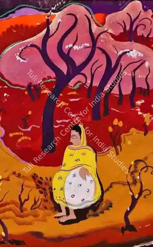 Adulkar, V.S. (Artist). Seated Lady. Gouache on paper, n.d. | Painting  | 00866659