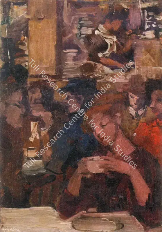 Krishna, Mary (Artist). A Cup Of Tea. Oil on canvas laid down on board, n.d. | Painting | FineArts | 00372536