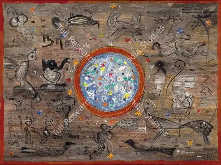 Muralidharan, T.K. (Artist). Blue Pond. Acrylic on canvas, 2005 | Painting | FineArts | 00362652
