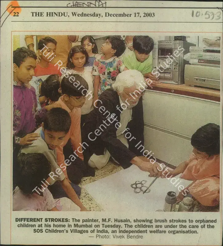 Bendre, Vivek (Reporter). Different Strockes. Chennai: The Hindu, 17 December 2003 | Newspaper Clipping | FineArts | 00856876
