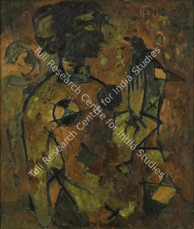 Gaitonde, V.S. (Artist). Portrait of Bhanu Rajapadhya. Oil on canvas pasted on board, 1952 | Painting | FineArts | 00595686