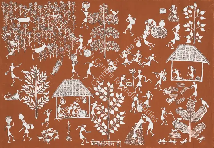Mashe, Jivya Soma (Artist). Untitled. Natural pigment on cloth, n.d. | Painting | EconomicsArt | 00870877