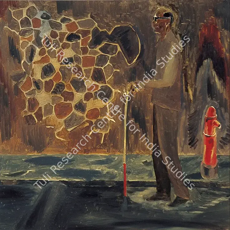 Dodiya, Atul (Artist). Blind Man. Oil on paper, 1985 | Painting | FineArts | 00599046