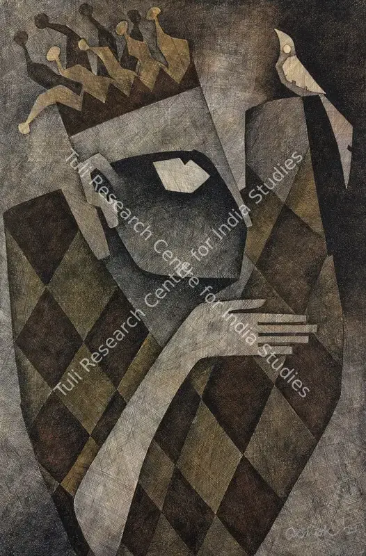 Bhowmick, Ashok (Artist). The Thinker. Acrylic, pen and ink on paper, 2021 | Painting | FineArts | 00603724