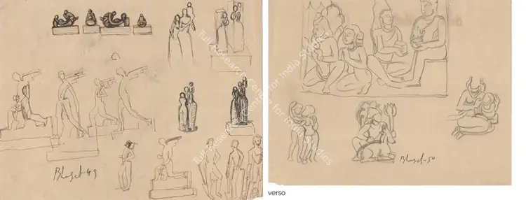 Bhagat, Dhanraj (Artist). Untitled (Double-sided). Pen, pencil and ink on paper, 1949-1950 | Drawing | FineArts | 00356898