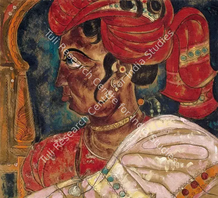 Almelkar, A.A. (Artist). Ganga Jamuna Bhageerathi. Mixed media on card laid on board, 1957 | Painting | FineArts | 00595559