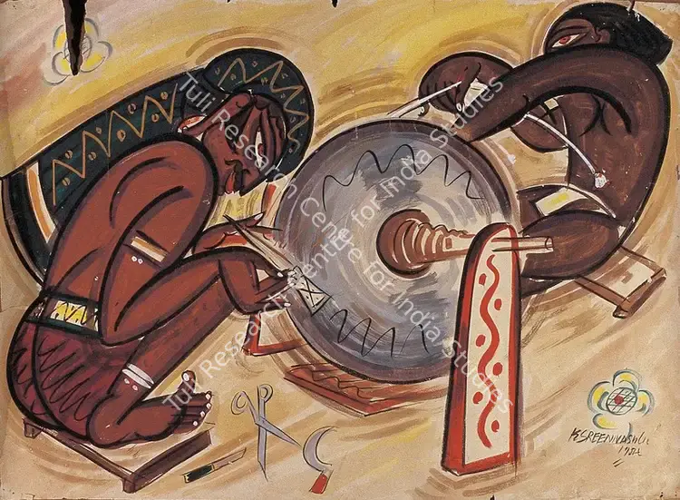 Sreenivasulu, K. (Artist). Knife Sharpeners. Mixed media on paper, 1955 | Painting | FineArts | 00373182