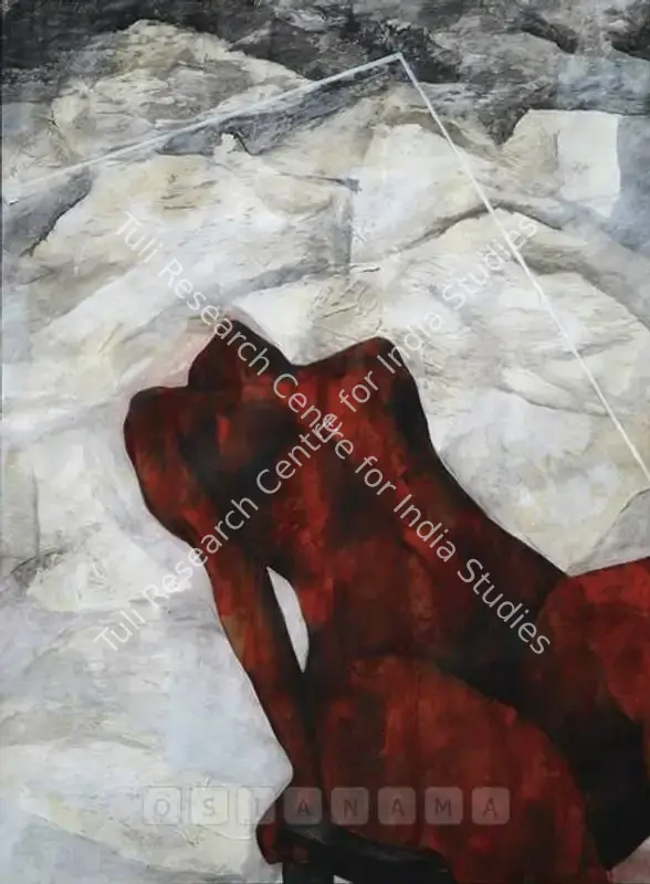 Broota, Vasundhara Tewari (Artist). Reclining Nude. Mixed media on paper, c.1988 | Painting | FineArts | 00562554
