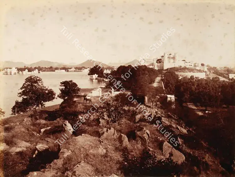 Dayal, Lala Deen (Photographer), Lake and palace from south Odeypur, c.1890 | Antiquarian Photograph | Photography | 00115143