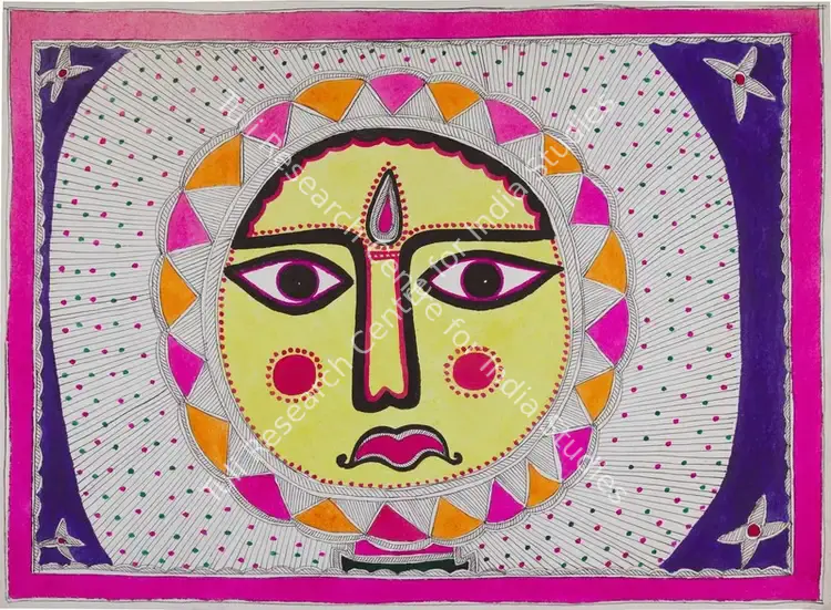 Devi, Baua (Artist). Surya Bhagwan. Pigment and ink on paper, 1973 | Painting | FineArts | 00419169
