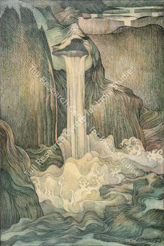 Chakladar, Amalnath (Artist). The Falls. Tempera on card paper, 1980 | Painting | FineArts | 00362269