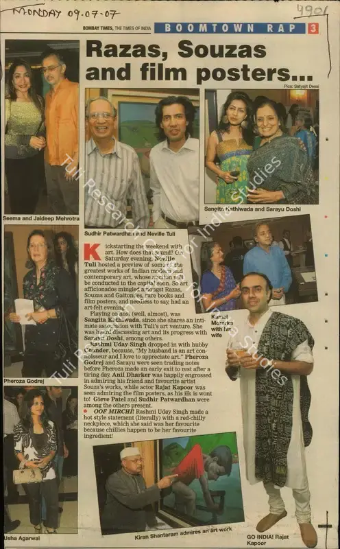 Razas, Souzas and film posters. Mumbai: The Times of India, 09 July 2007 | Newspaper Clipping | CinemaEducation | 00852337