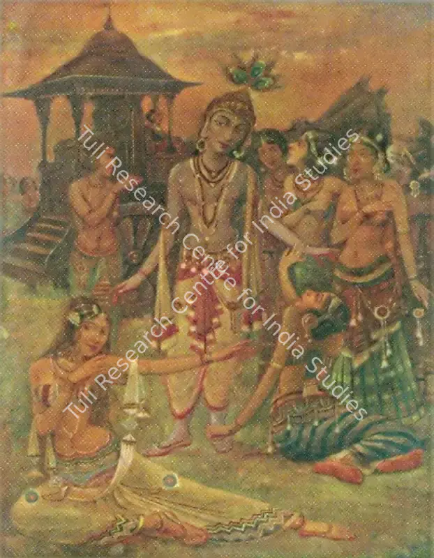 Bengal School (Artist). Krishna with Gopis. Oil on canvas, early 20th century | Painting  | 00877617