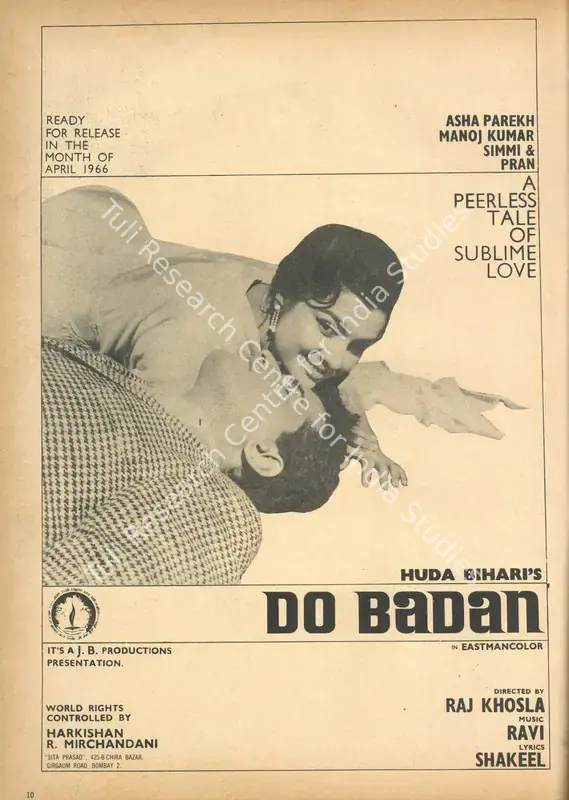 Bihari, Huda (Producer), Do Badan, 1966 | Advertisement, Star & Style, 1 April 1966 | CinemaEducation | 00791665