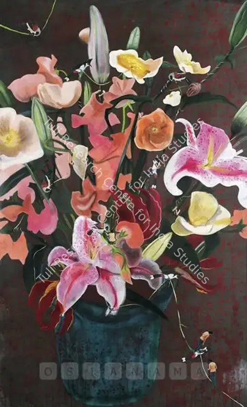 Upadhyay, Hema (Artist). Bleeding Hearts. Gouache, acrylic, dry pastel and photograph on paper, 2005 | Painting | FineArts | 00576769
