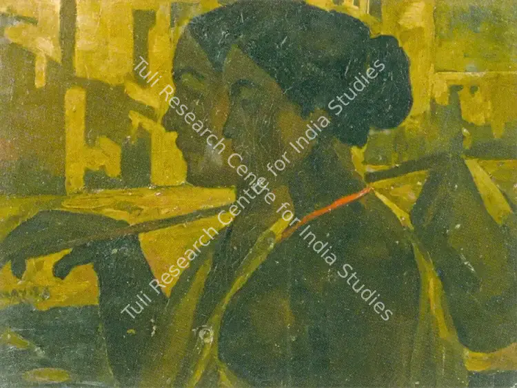 Sinha, Satish (Artist). Two women Travelling. Oil on board, 1938 | Painting | FineArts | 00375612