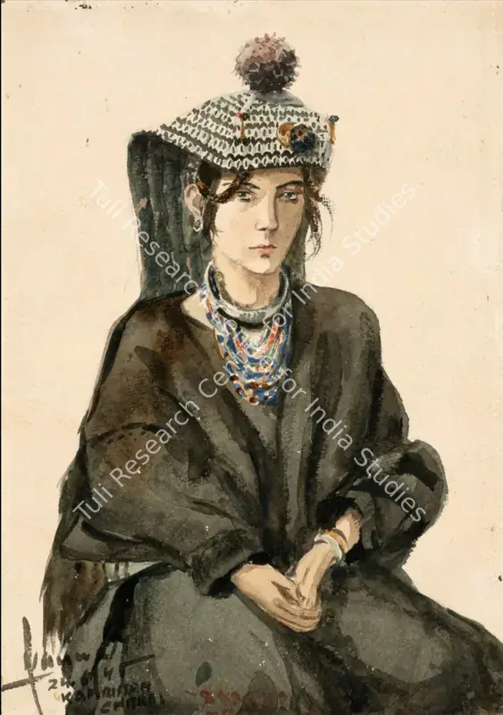 Krishna, Kanwal (Artist). Portrait of a Ladakhi Woman. Watercolour on paper, 1945 | Painting | FineArts | 00357668