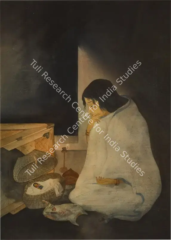 Banerjee, Satyendranath (Artist). Sad Moments. Watercolour and gouache on paper, 1922 | Painting | FineArts | 00355835