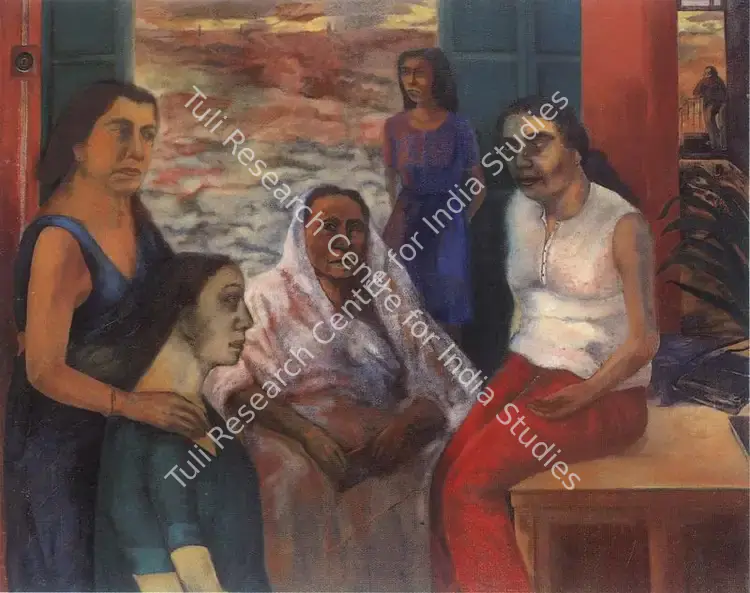 Malani, Nalini (Artist). Intimacy (His Life 5). Oil on canvas, 1980-1981 | Painting  | 00876948